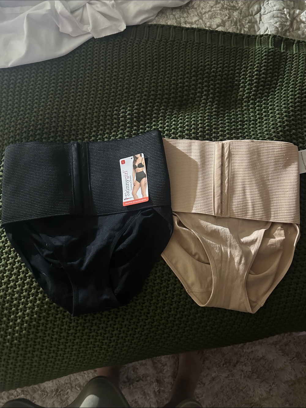 Shapewear High-Waist Support Briefs — Black and Beige